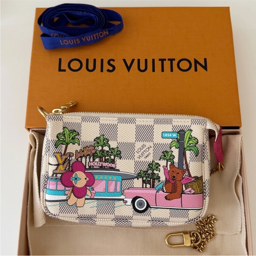 NWT Louis Vuitton Mini Pochette Accessory Christmas Edition N60487, Damier Azur